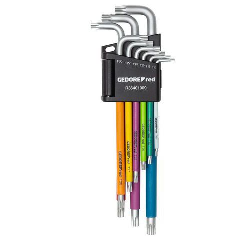 Jeu clés Allen TX longues avec code couleur 9pcs R36401009 - GedoreRed