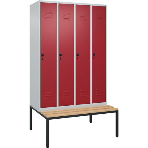 Vestiaire Classic PLUS à banc intégré - 4 colonnes - C+P