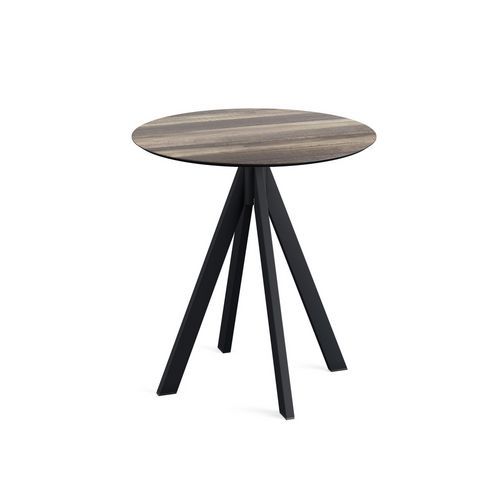 Infinity table de bistrot ronde - piètement noir + plateau HPL - Veba