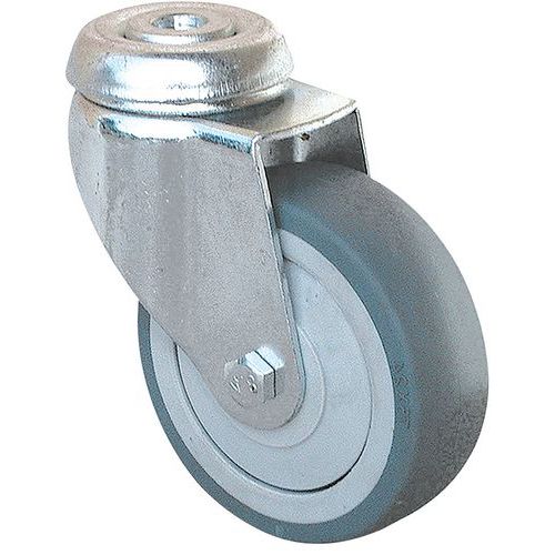 Roulette thermoplastique à trou central pivotante - 50 kg