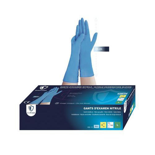 Gants jetable en nitrile avec longue manchette - OneProtek