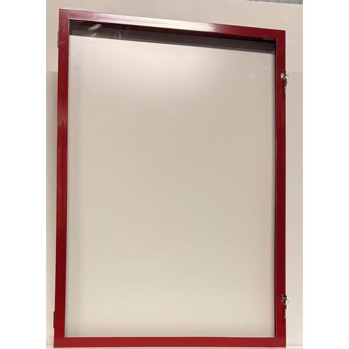 Vitrine d'exterieur porte battante - Fond aluminium -cadre rouge - AME