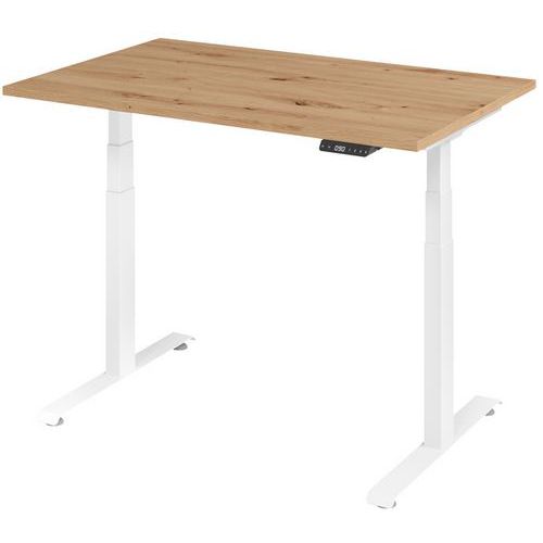 Bureau électrique 120 x 80 cm piétement Blanc - Manutan Expert
