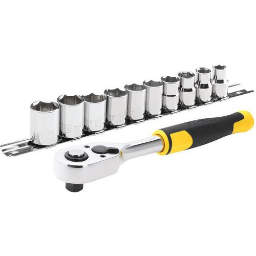 Cliquet 72 Dents – 3/8’’ + 10 Douilles - Stanley