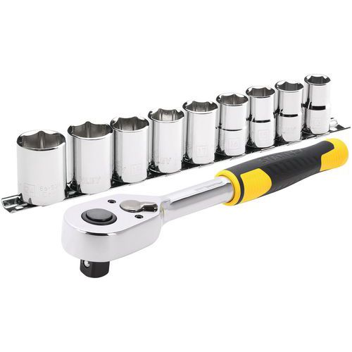 Cliquet 72 dents ½’’+ 9 Douilles - Stanley