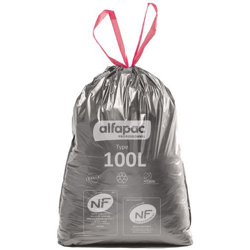Sac-poubelle à poignées coulissantes - Déchet léger ou lourd  - 30 à 100 L