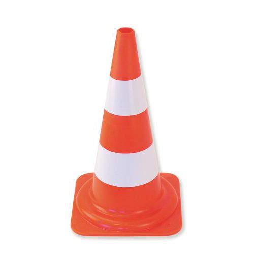 Cone de signalisation - 2 bandes blanches - Mondelin