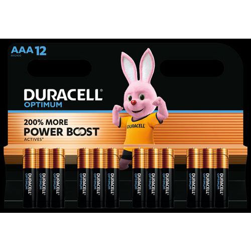 Pile Alcaline Optimum AAA - 12 unités - Duracell Pile Alcaline Optimum AAA - 12 unités - Duracell