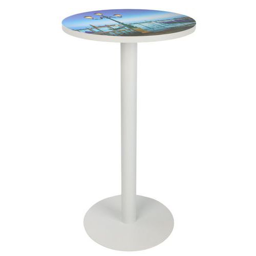 Table de réunion haute  Ø 60 cm plateau coloris Décor- Manutan Expert