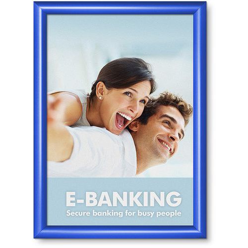 Cadre clic-clac aluminium avec coin pointu - bleu - Manutan Expert