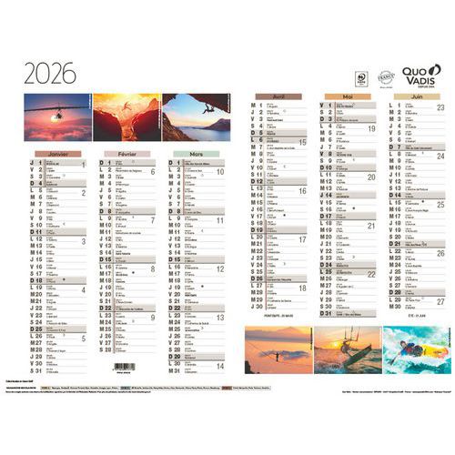 Calendrier 2026 12 mois Sport Fantaisie - Quo Vadis