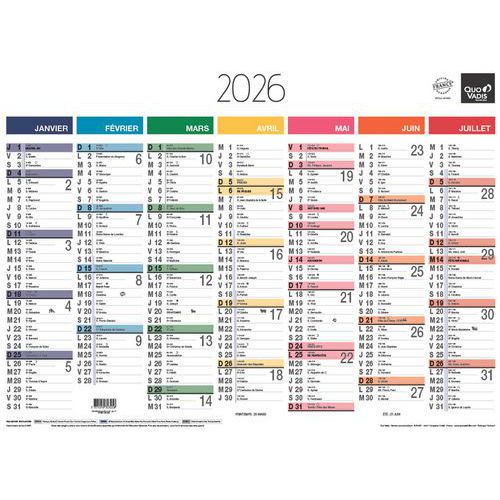Calendrier banque Arc en ciel - 55x40,5cm - 13 mois - 2026 - Quo Vadis