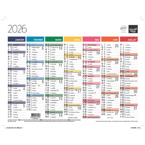 Calendrier banque Arc-en-ciel - 27x21 cm - 13 mois - 2026 - Quo Vadis