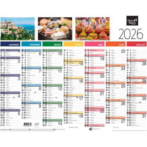 Calendrier mural fantaisie Tradition - 13 mois - 2026 - Quo Vadis