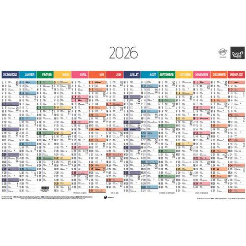 Calendrier annuel horizontal - 65x43 cm - 2026 - Quo Vadis