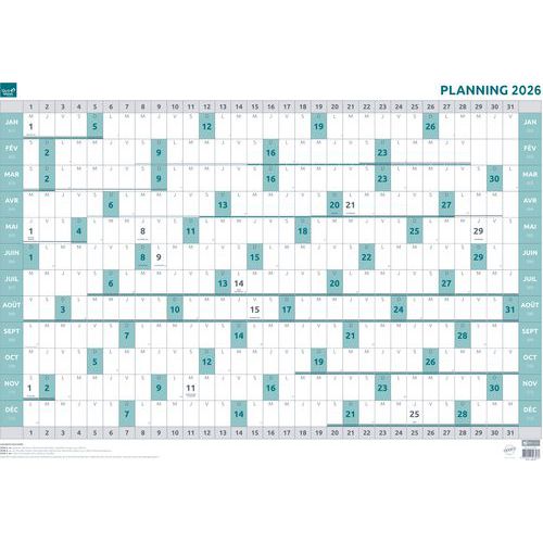 Calendrier planning annuel - 90x63 cm - 12 mois - 2026 - Quo Vadis