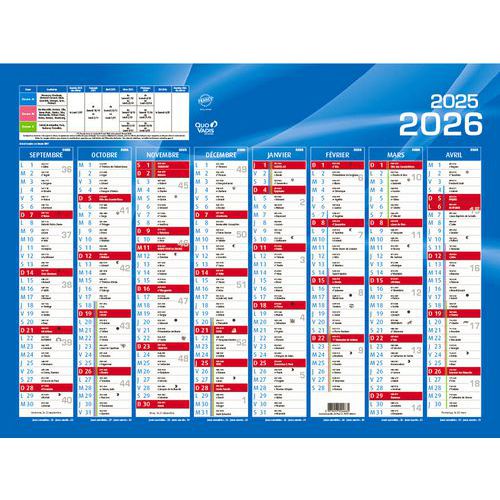 Calendrier banque 16 mois 2026 - 55x40,5 cm - Quo Vadis