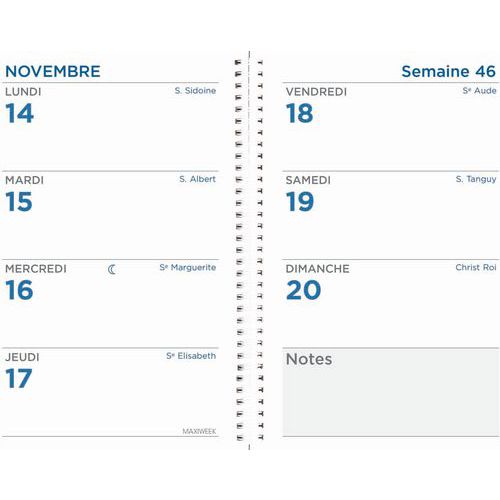 Recharge agenda semainier Maxiweek 1015 S - 13 mois - 2026 - Quo Vadis