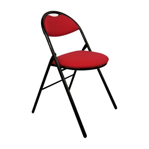 Chaise pliante reconditionnée - Tissu rouge Chaise pliante reconditionnée - Tissu rouge