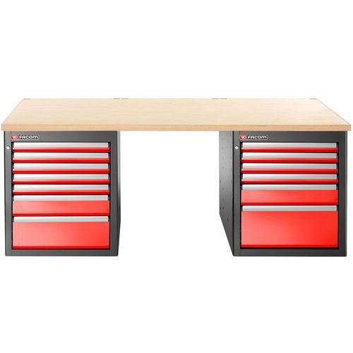 Etabli bas 13 tiroirs avec plateau bois - Facom