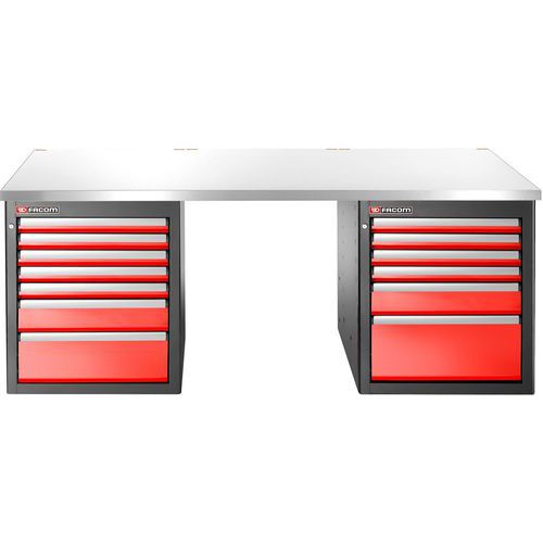 Etabli bas 13 tiroirs avec plateau inox - Facom