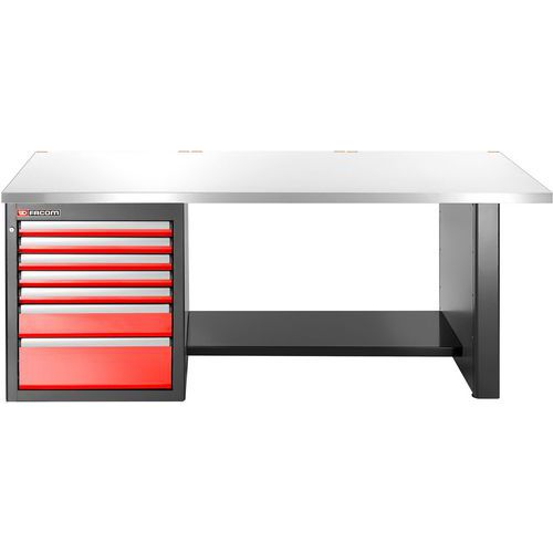 Etabli bas 7 tiroirs avec plateau inox - Facom