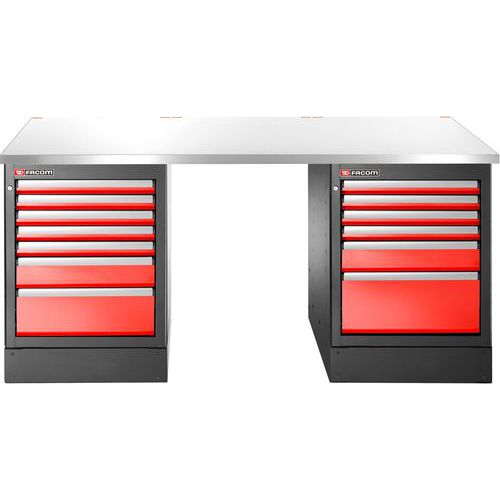Etabli haut 13 tiroirs avec plateau inox - Facom