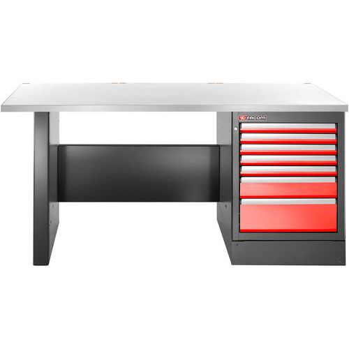 Etabli haut 7 tiroirs avec plateau inox - Facom