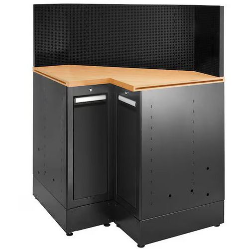 Meuble bas angle 2 tiroirs plateau bois - Facom