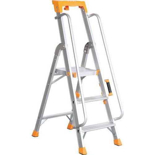 Escabeau professionnel aluminium avec rampe - Manutan