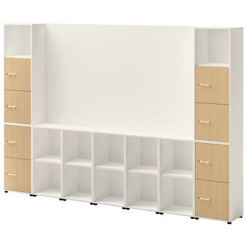 Meuble Ivo 10 cases + 2 colonnes avec portes et support TV