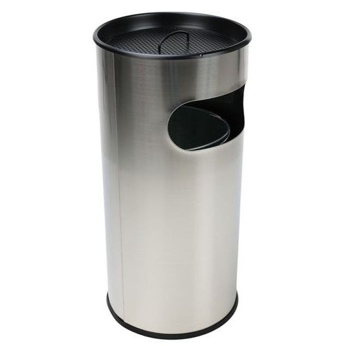 Poubelle-cendrier en Inox avec ouverture - 30 L ou 50 L - Manutan Expert