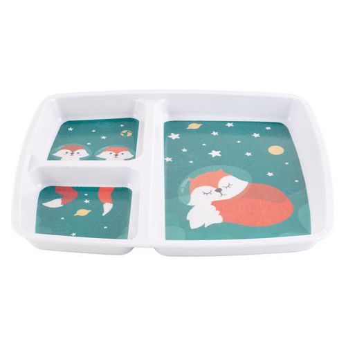 Lot de 6 plateaux baby 3 compartiments 25 x 21 cm mélamine renard Plastorex Lot de 6 plateaux baby 3 compartiments 25 x 21 cm mélamine renard Plastorex