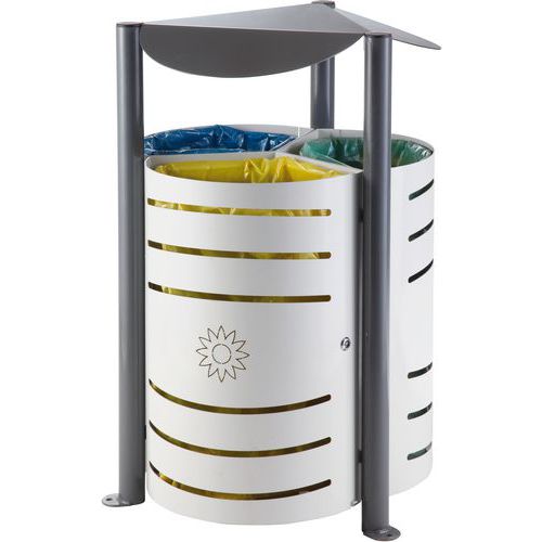 Poubelle de tri sélectif triple - 75L - V-Part