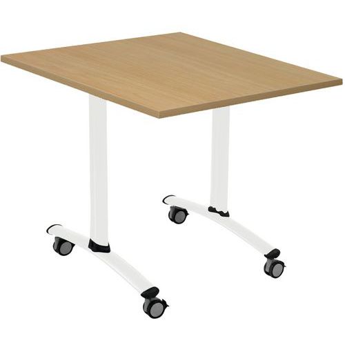 Table carrée plateau mélaminé pivotant Axe - Manutan Expert