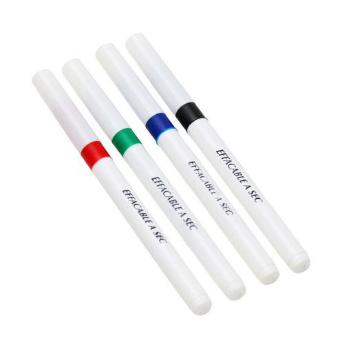 Sachet 4 feutres effaçables à sec couleurs assorties - Pichon