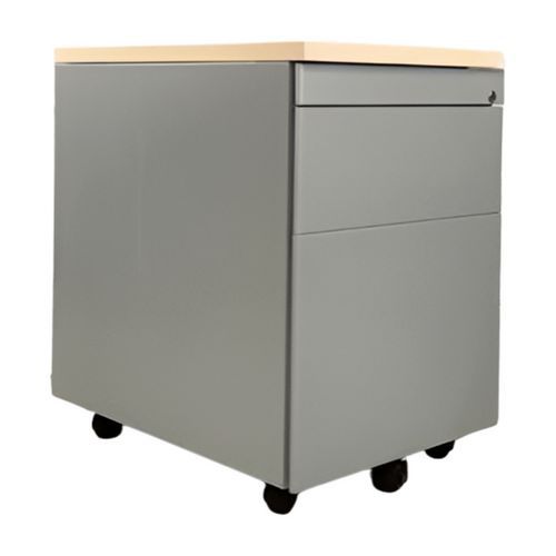 Caisson reconditionné mobile - 2 tiroirs - Gris et bois - Haworth