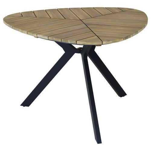 Table Botania triangulaire 110 cm acacia/acier graphite - Pro Loisirs