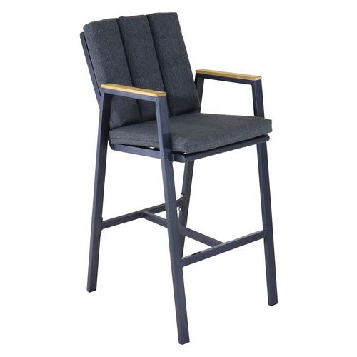 Fauteuil haut Leather teck/alu coussin - Pro Loisirs