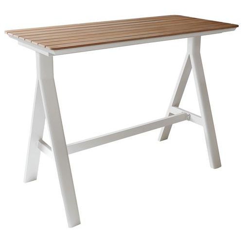 Table haute Leather 150 cm teck/alu - Pro Loisirs