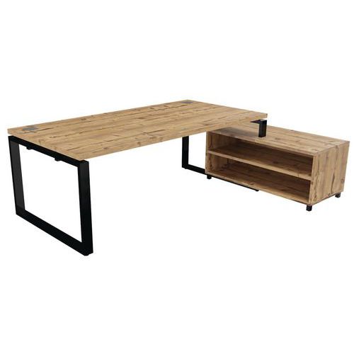 Bureau droit avec meuble de service ouvert - Pied noir - Buronomic Bureau droit avec meuble de service ouvert - Pied noir - Buronomic