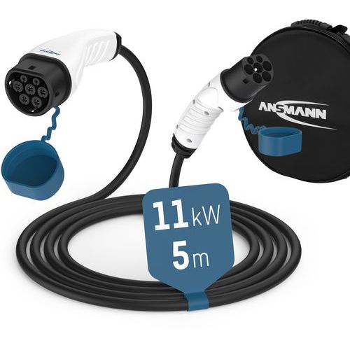 Câble de charge Type 2 pour véhicule électrique - 11KW - Ansmann