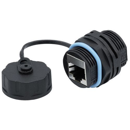 Traversée RJ45 CAT 6A étanche avec bouchon - Générique