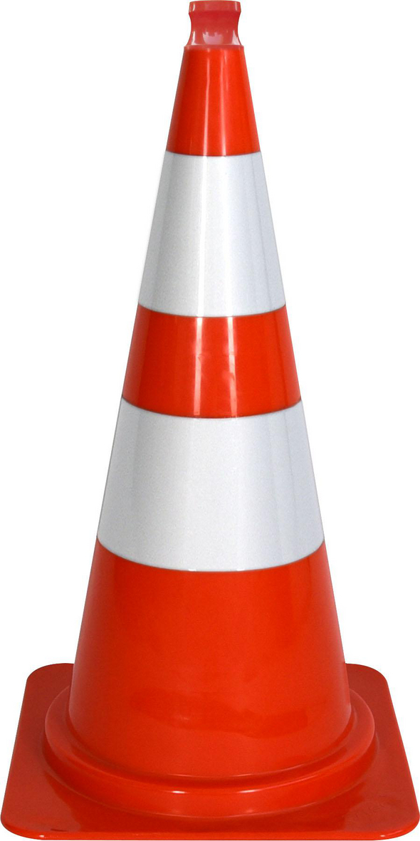 Cône De Signalisation En PVC, Orange Uni, Avec Une Bande Réfléchissante