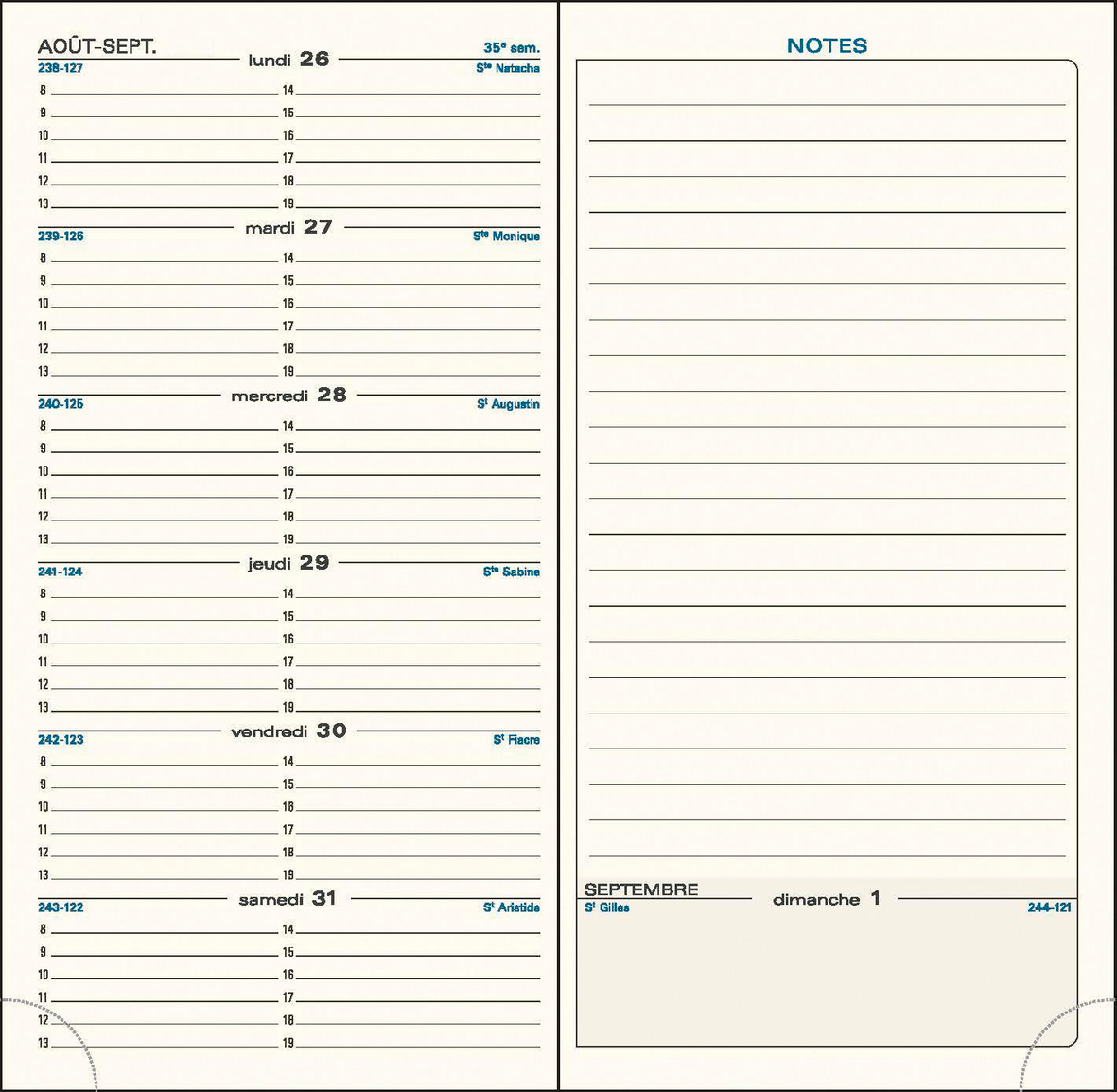 Recharge Agenda Semainier Filofax Pocket 2026 - Semaine Sur 2 Pages, Papier Rose, Anglais, 81x120mm