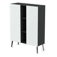 Range. bas Teni pieds métal lg.120 cm ht.160 cm 2 portes 3 niches