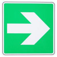 Panneau évacuation flèche droite angle droit adhésif - Manutan Expert