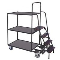 Chariot plateaux bois et marchepieds - 990x595mm - Capacité 250 Kg