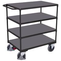 Chariot ergonomique 4 plateaux bois -Barre horizontale -Capacité 500Kg