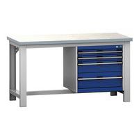 Établi Cubio à 4 tiroirs - Largeur 150 cm - Linoléum